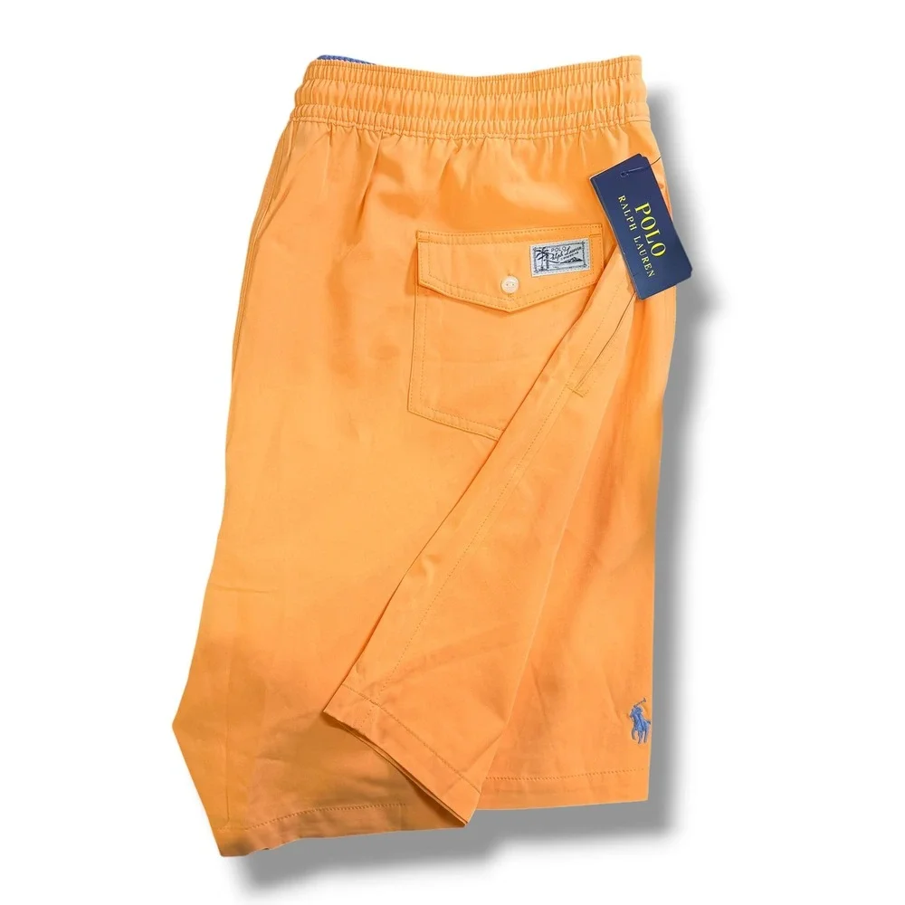 Polo Ralph Lauren Swim Trunks Men XLT Orange Blue Pony Stretch Board Shorts Prep